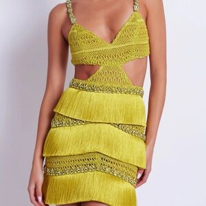 PatBO Yellow Fringe Dress